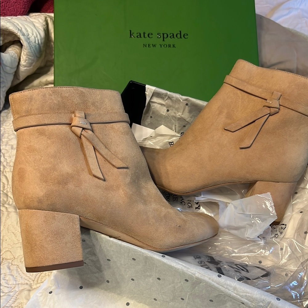 Kate Spade Tan Ankle Booties Suede 6.5B